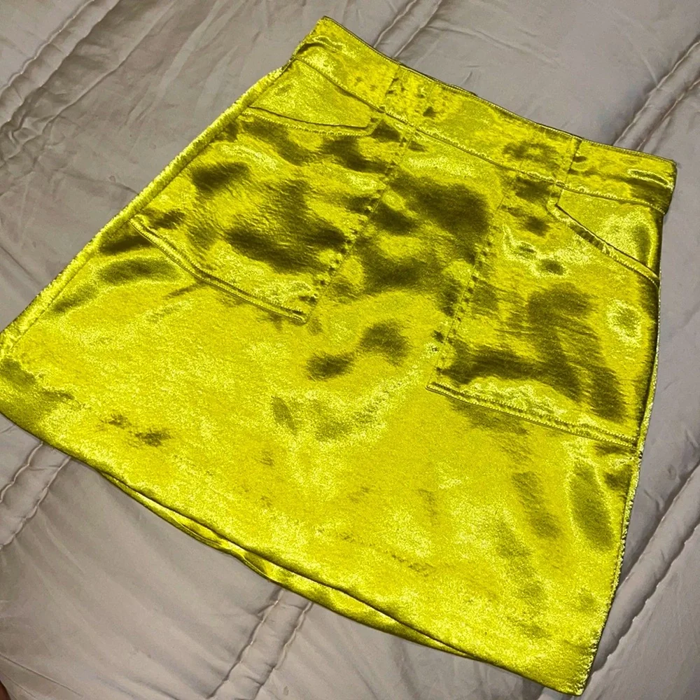 Shiny Yellow Mini Skirt - Picture 1 of 3